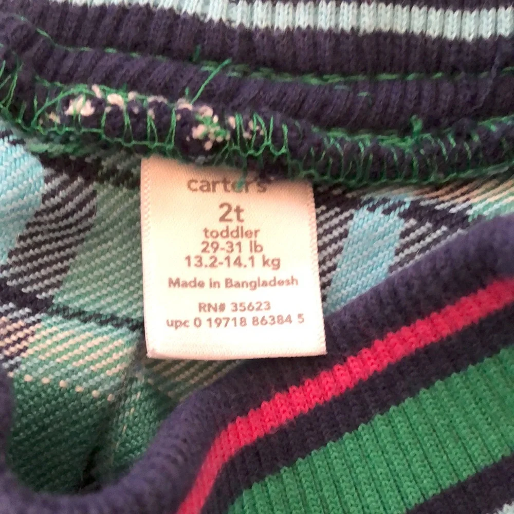 Carter’s Green Plaid Pleated Skirt Size 2T Girls